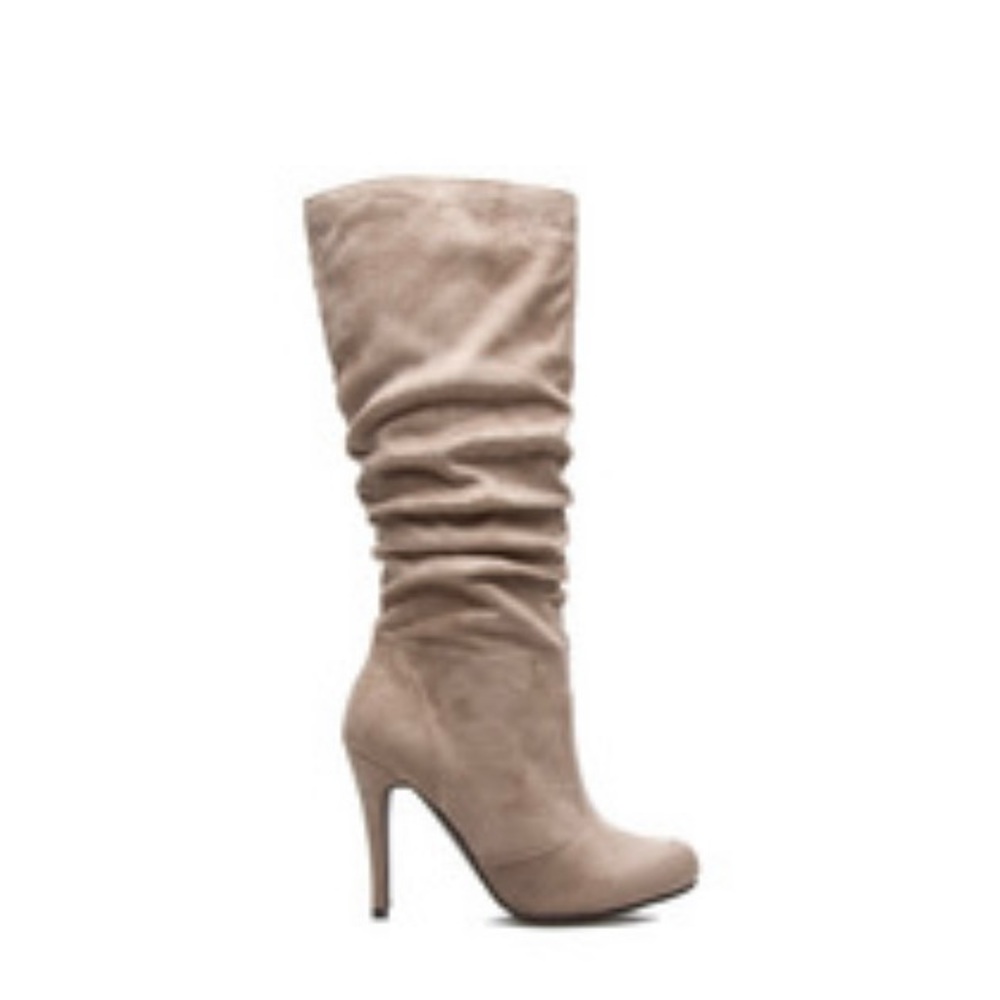 Women’s heeled tan suede boots